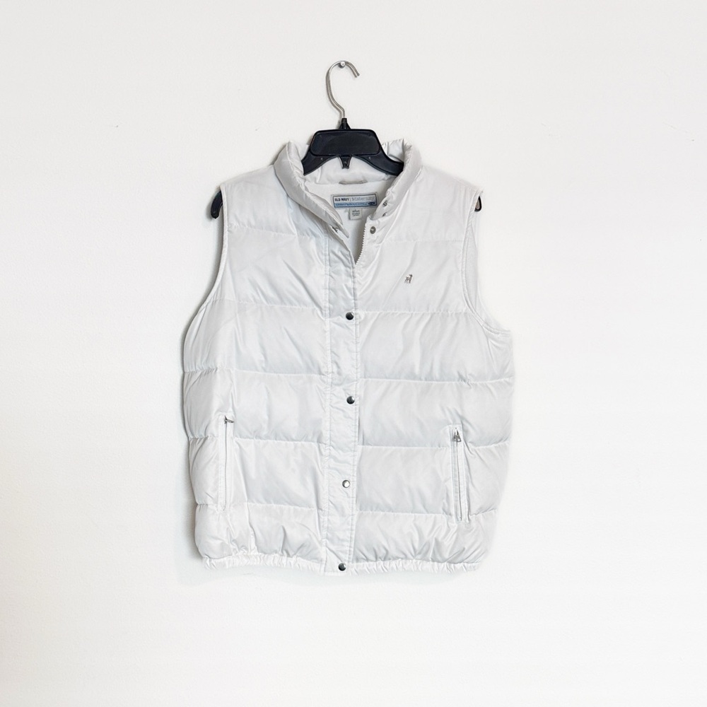 Old Navy White Puffer Fleece‎ Lined Vest